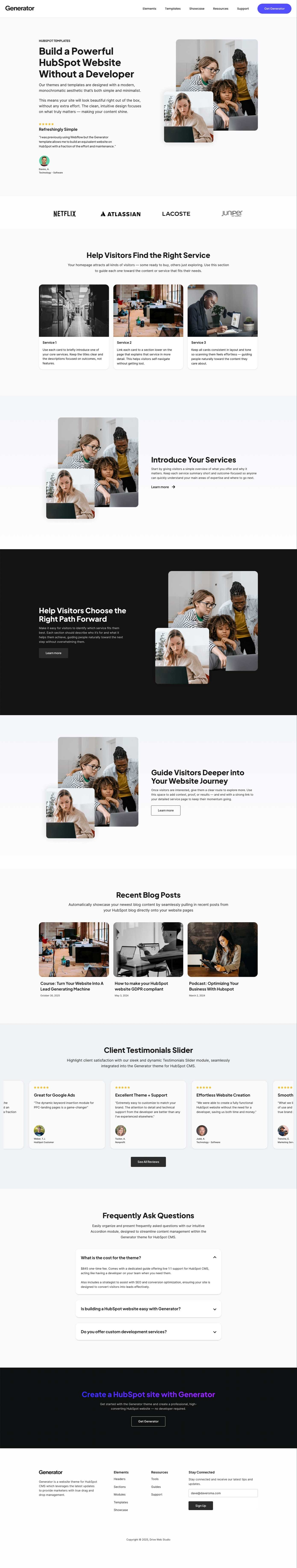 Build a high-converting HubSpot website fast with customizable templates and no-code editing.